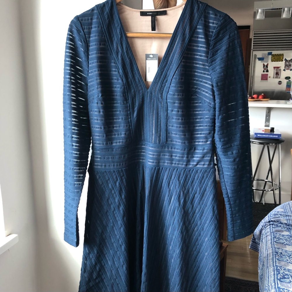 BCBG Navy Blue Fit & Flare Dress
